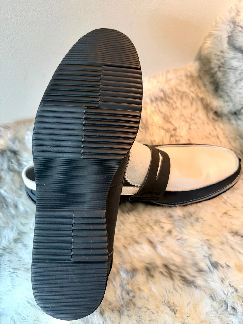 Marc Nolan Two-Tone Black & White Penny Loafers